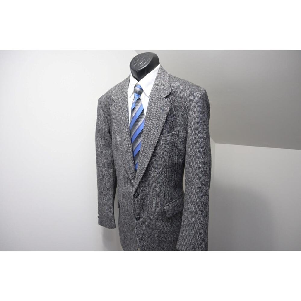VTG Savile Row Tweed Handwoven Herringbone Wool‎ Blazer Sports Jacket Mens 46 L